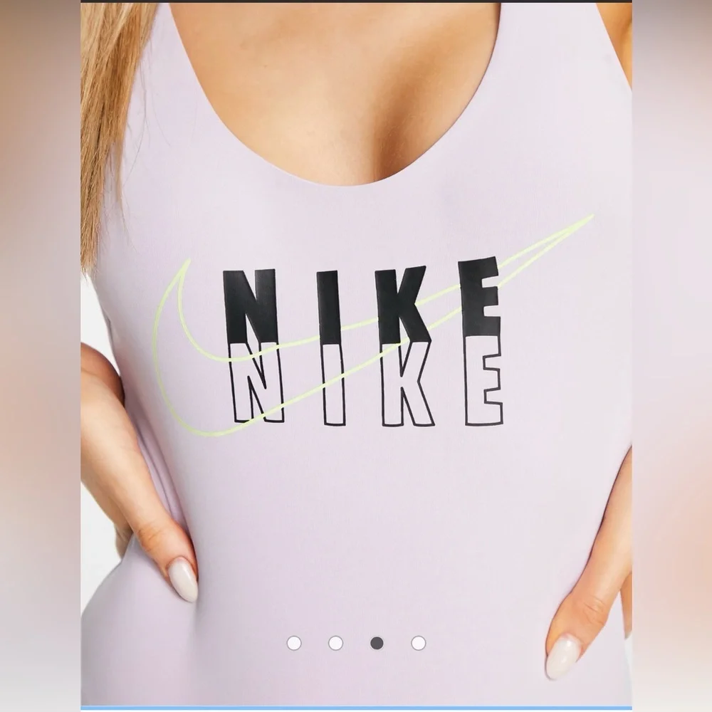 Nike Icon lilac logo One-Piece Swimsuit women’s large - Picture 3 of 11